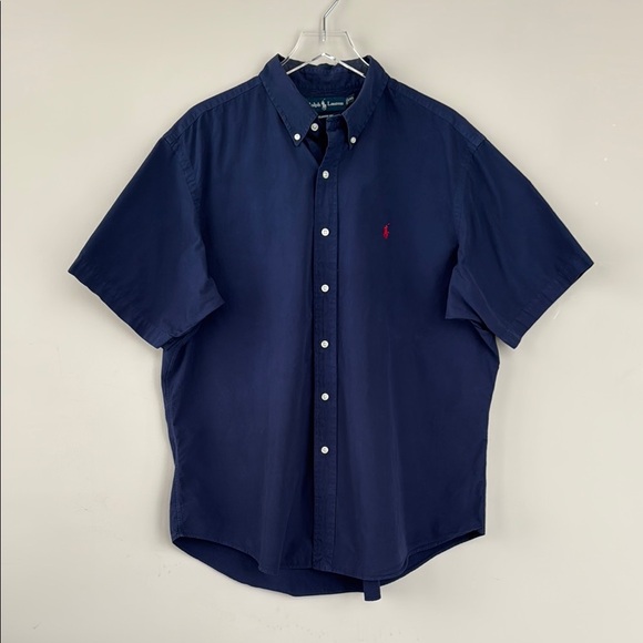 Ralph Lauren Classic Fit Short Sleeve Button Down Men’s Shirt Navy Blue